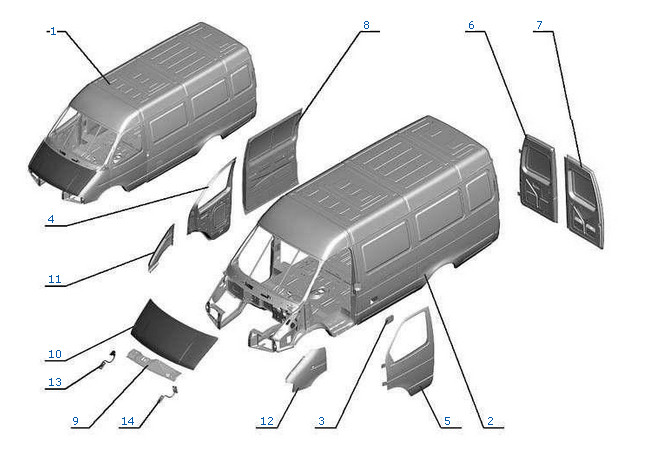 Схема кузова газель 2705