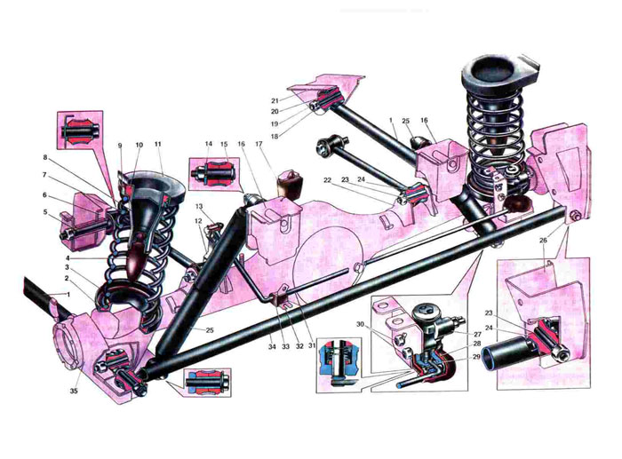 Схема переднего амортизатора ваз 2101