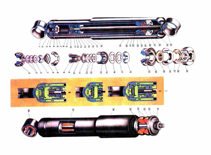 Схема переднего амортизатора ваз 2101